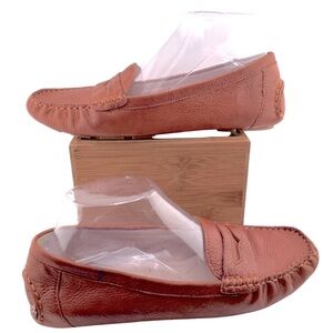 Louise Et Cie Womens Penny Loafers Leather Caramel Driving Mocs Size 8.5B